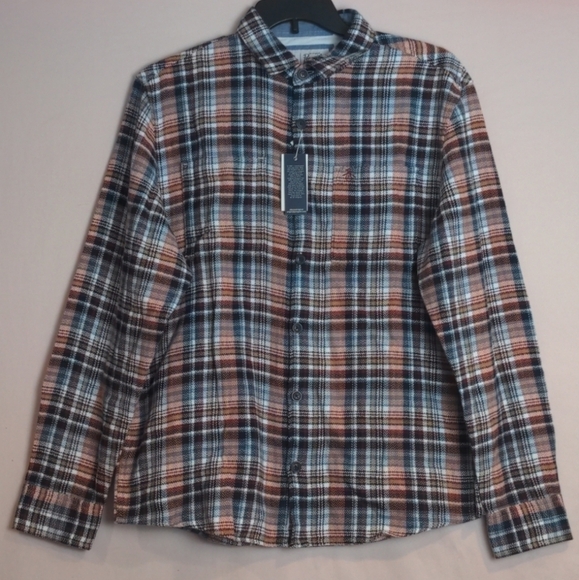 Original Penguin Red and Blue Plaid Flannel Long Sleeve Button Down Shirt - Picture 1 of 10